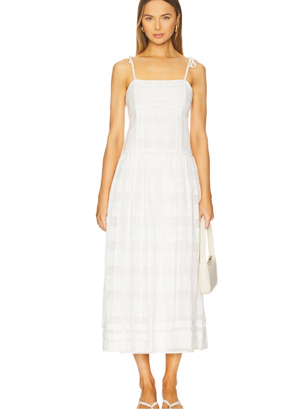 rag & bone White Tie-Strap Midi Dress